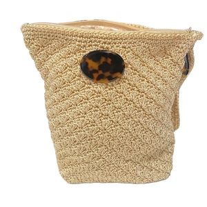 Christian Livingston woven bag. In natural with tortoise accents. NWOT
